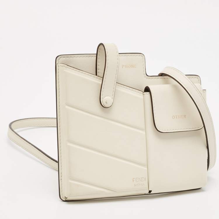 Pre Owned Fendi Off White Leather Mini Two Pocket Crossbody Bag
