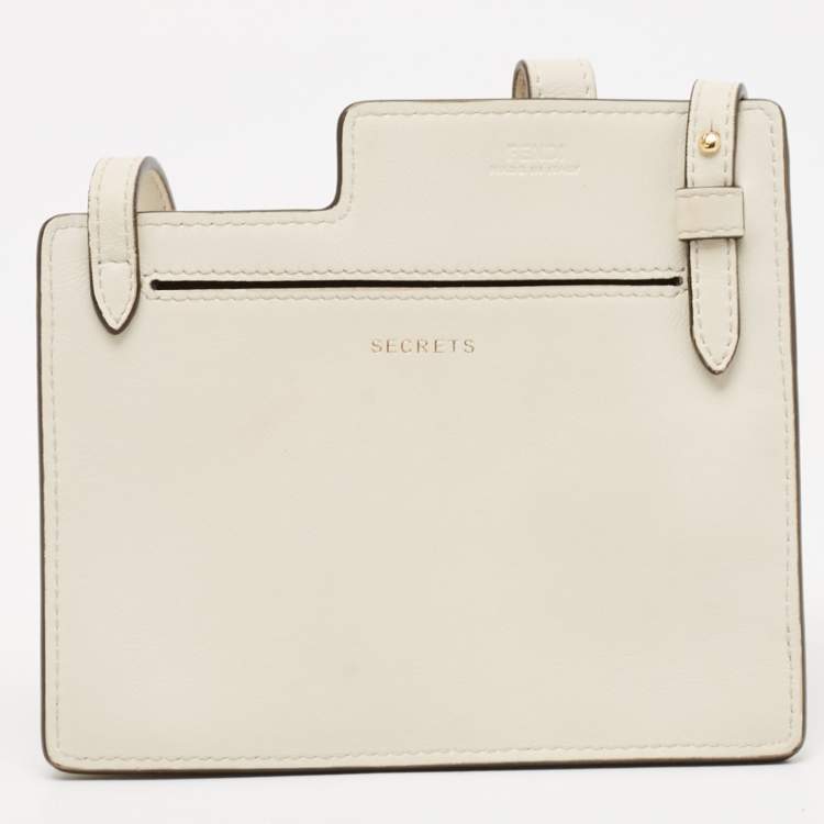 Pre Owned Fendi Off White Leather Mini Two Pocket Crossbody Bag