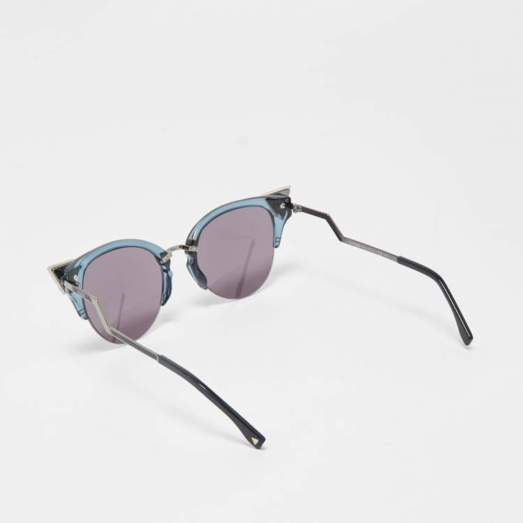 Pre Owned Fendi Blue/Silver FF 0042/S Crystals Cat Eye Sunglasses