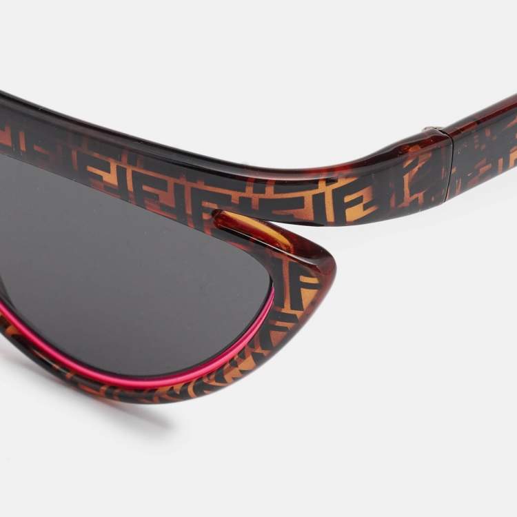 Pre Owned Fendi Brown/Pink Zucchino FF0383/S/S Cat Eye Sunglasses