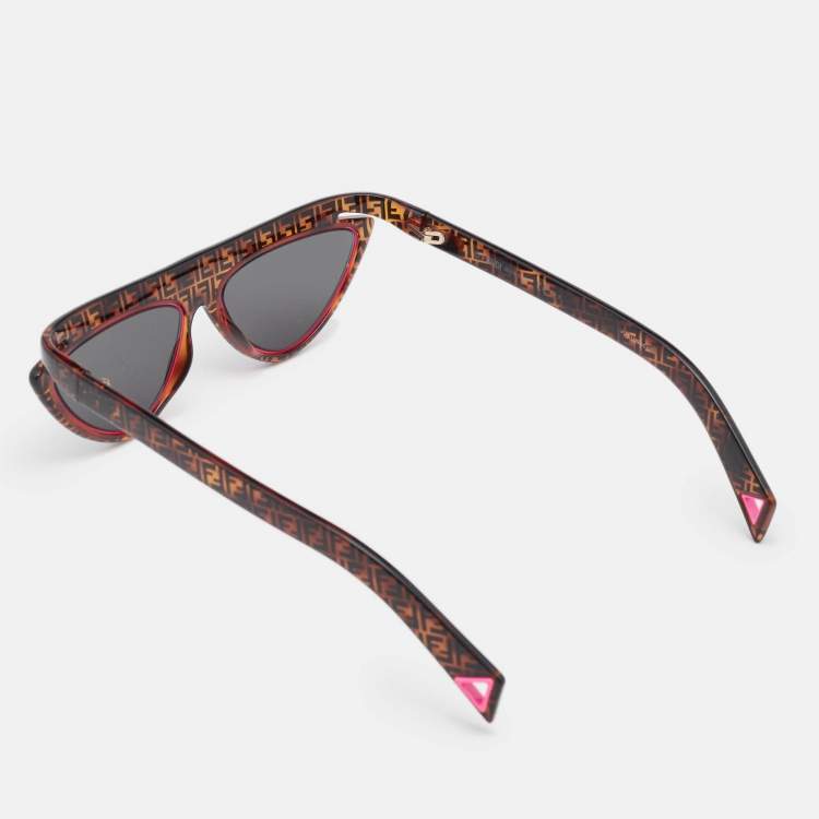 Pre Owned Fendi Brown/Pink Zucchino FF0383/S/S Cat Eye Sunglasses