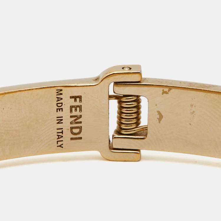 Pre Owned Fendi Fendista Crystals Gold Tone Bracelet  M