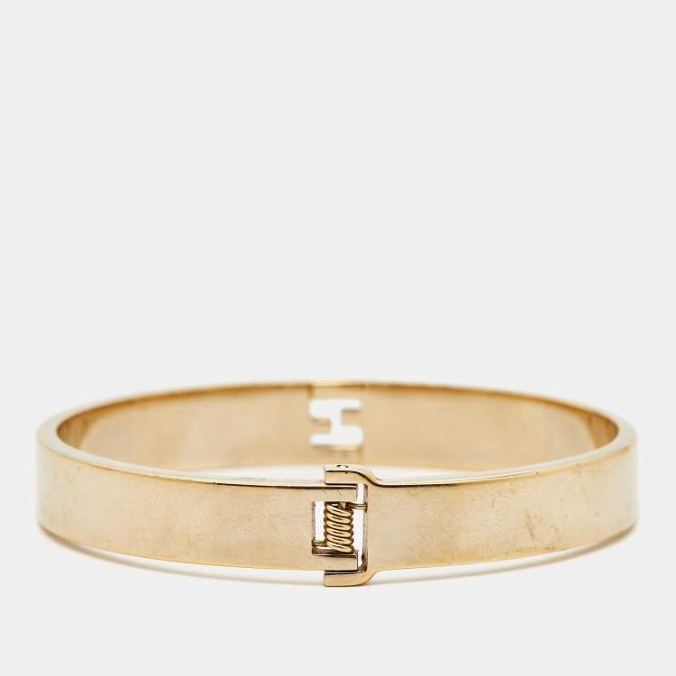 Pre Owned Fendi Fendista Crystals Gold Tone Bracelet  M