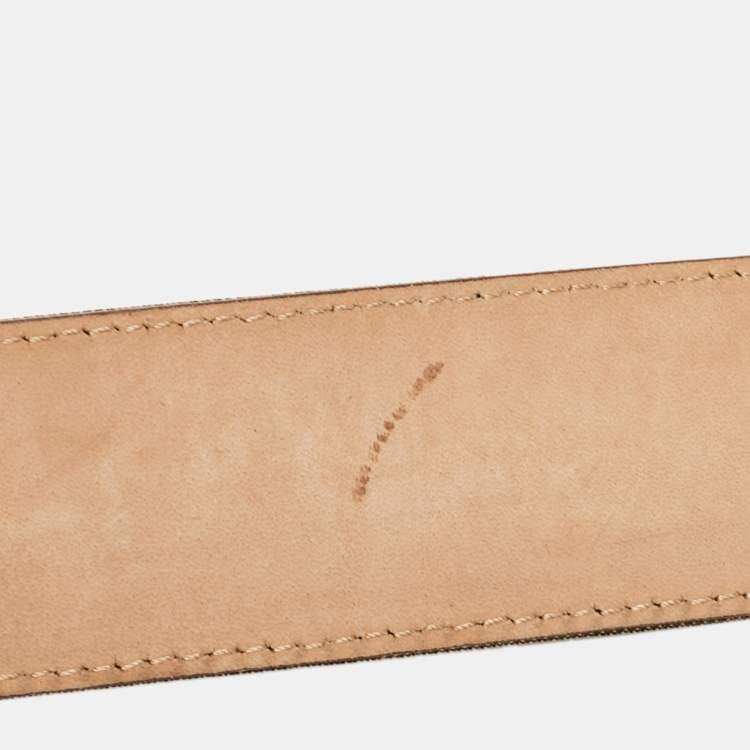 Pre Owned Fendi Tobacco Zucca canvas and Leather FF Buckle Belt 80CM
