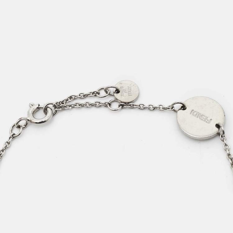 Pre Owned Fendi F is Fendi Crystals Silver Tone Bracelet