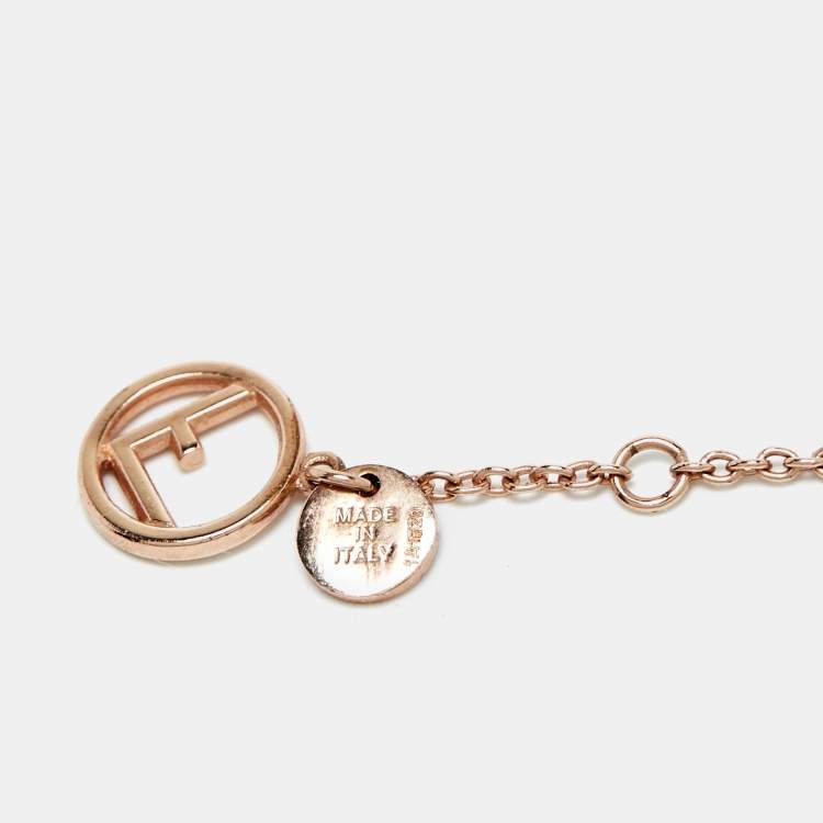مملوكة مسبقًا Fendi F is Fendi Crystals Rose Gold Tone Logo Station Bracelet