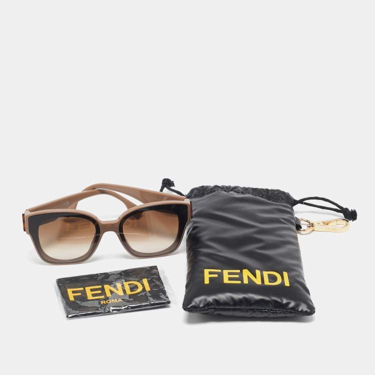 Pre Owned Fendi Brown Gradient 40098I Square Sunglasses