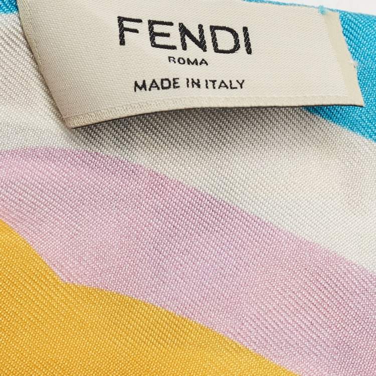 Pre Owned Fendi X Sarah Coleman Multicolor FF Print Silk Bandeau Scarf