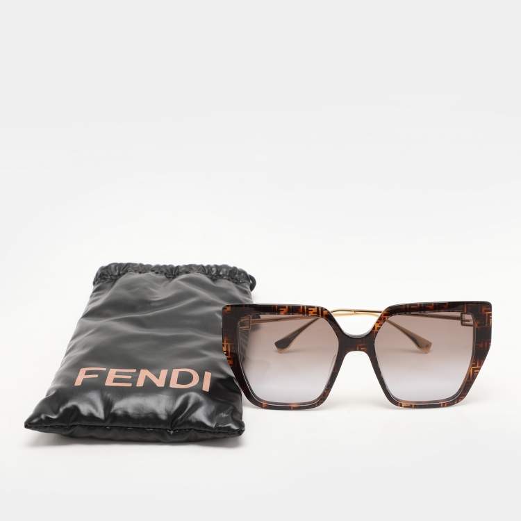 Pre Owned Fendi Brown/Black Gradient Oversized Sunglasses