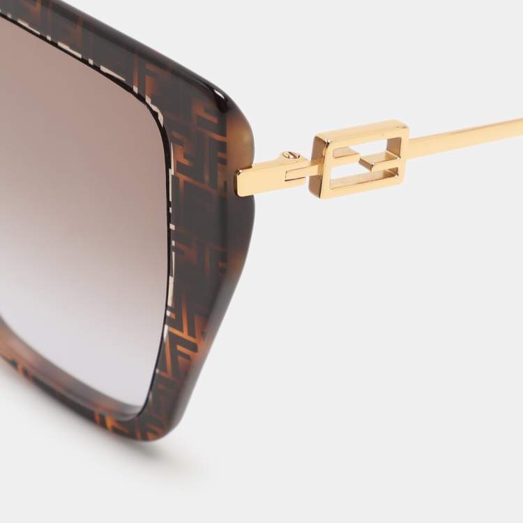 Pre Owned Fendi Brown/Black Gradient Oversized Sunglasses