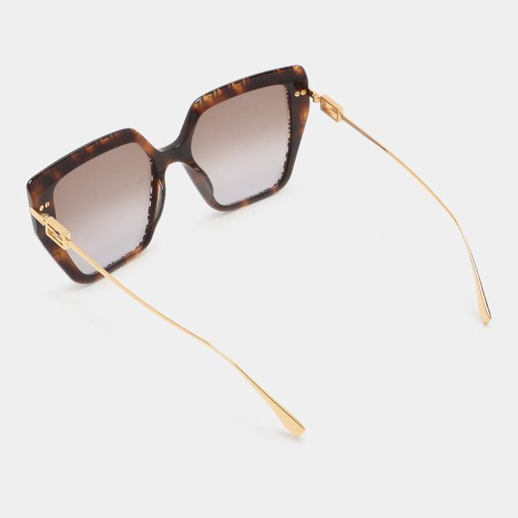 Pre Owned Fendi Brown/Black Gradient Oversized Sunglasses