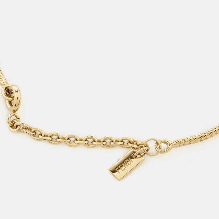 Pre Owned Fendi Baguette Gold Tone Bracelet M