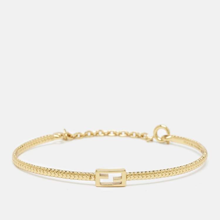 Pre Owned Fendi Baguette Gold Tone Bracelet M