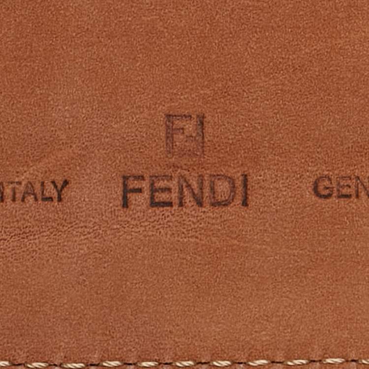 Pre Owned Fendi Brown Zucca Canvas FF Logo Buckle Belt 90 CM