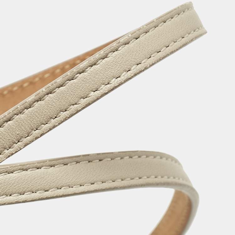 Pre Owned Fendi Black/Grey Leather Slim Belt 90 CM
