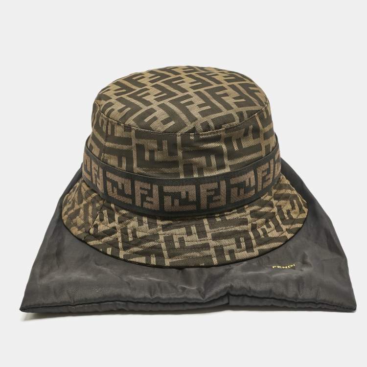 Pre Owned Fendi Brown Zucca Canvas Bucket Hat M