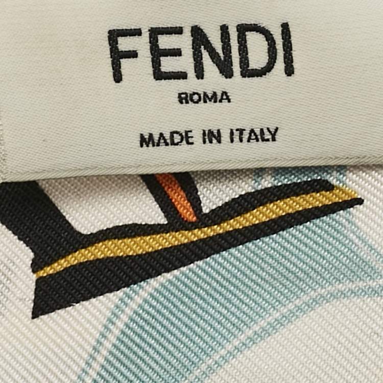 Pre Owned Fendi Blue Print Silk Rappy Bandeau Scarf