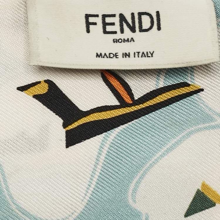Pre Owned Fendi Blue Print Silk Rappy Bandeau Scarf