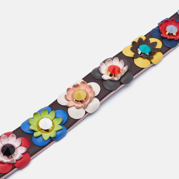 Pre Owned Fendi Multicolor Leather Flowerland Strap You Shoulder Bag Strap