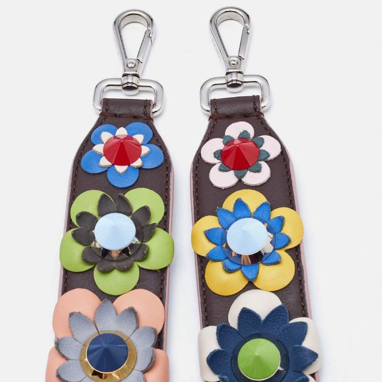 Pre Owned Fendi Multicolor Leather Flowerland Strap You Shoulder Bag Strap
