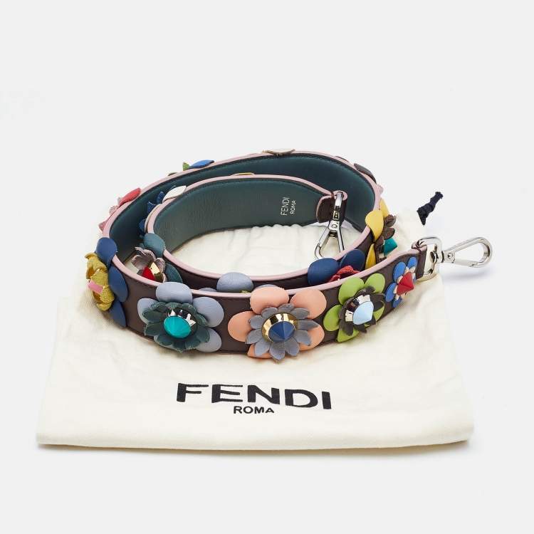 Pre Owned Fendi Multicolor Leather Flowerland Strap You Shoulder Bag Strap