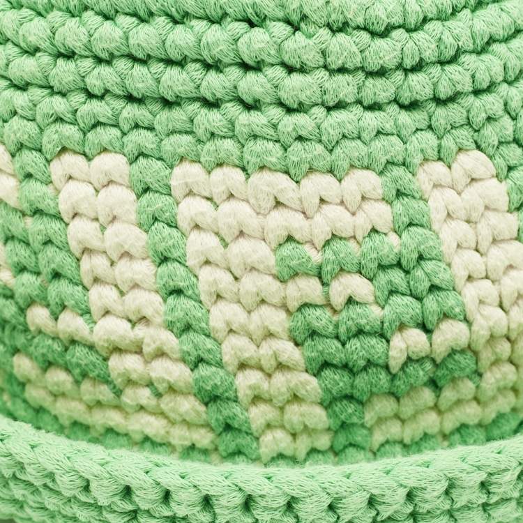 Pre Owned Fendi Green Logo Crochet Bucket Hat S/M