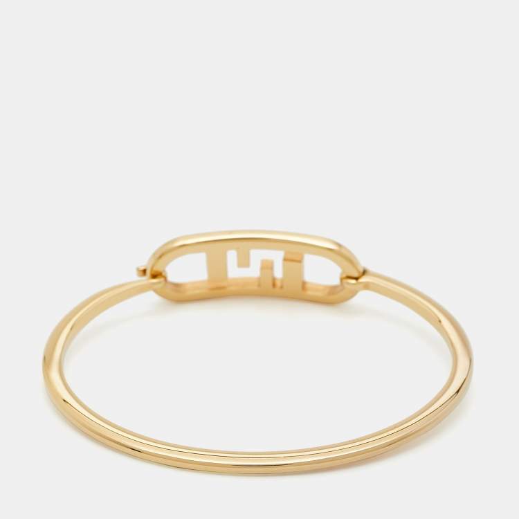 Pre Owned Fendi O'Lock Gold Tone Bracelet S