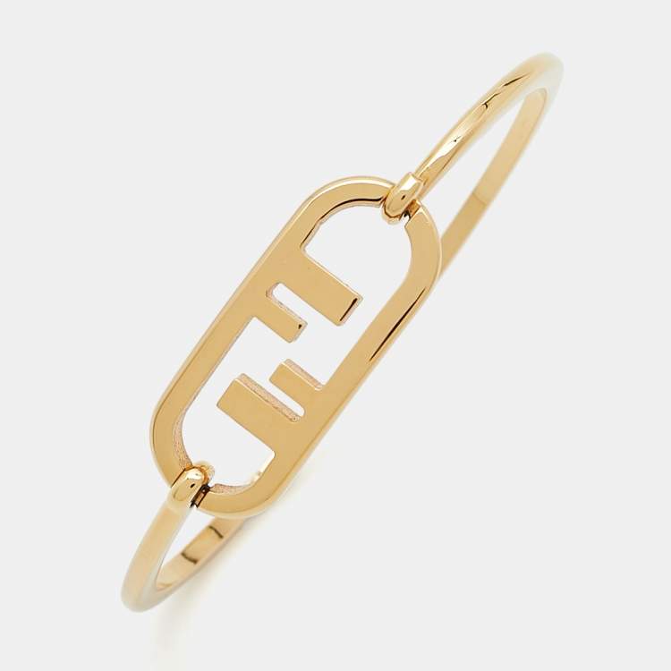 Pre Owned Fendi O'Lock Gold Tone Bracelet S