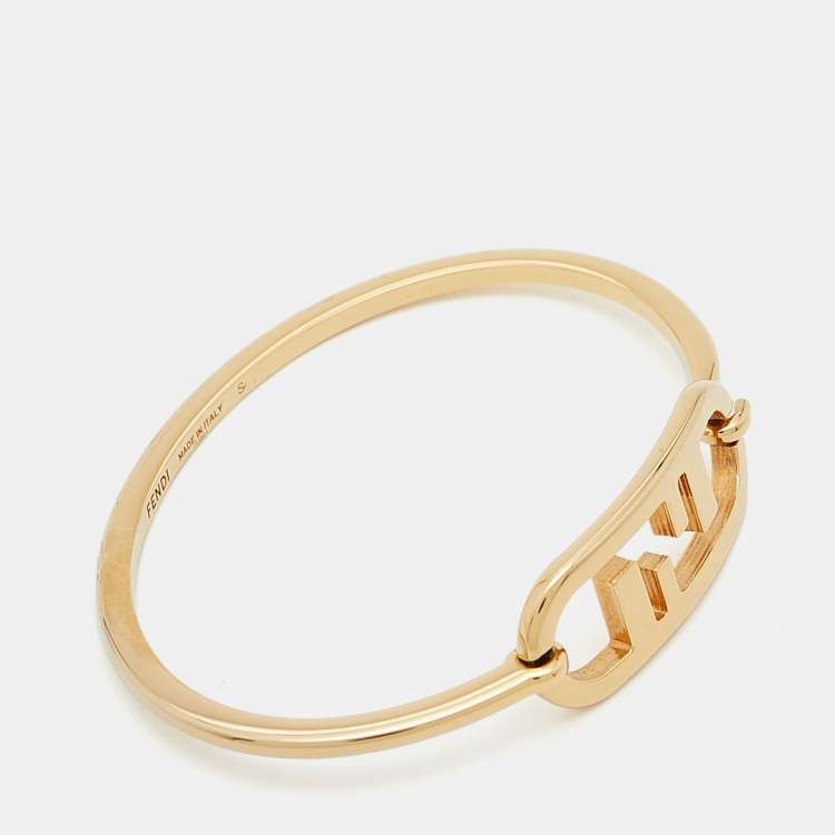Pre Owned Fendi O'Lock Gold Tone Bracelet S