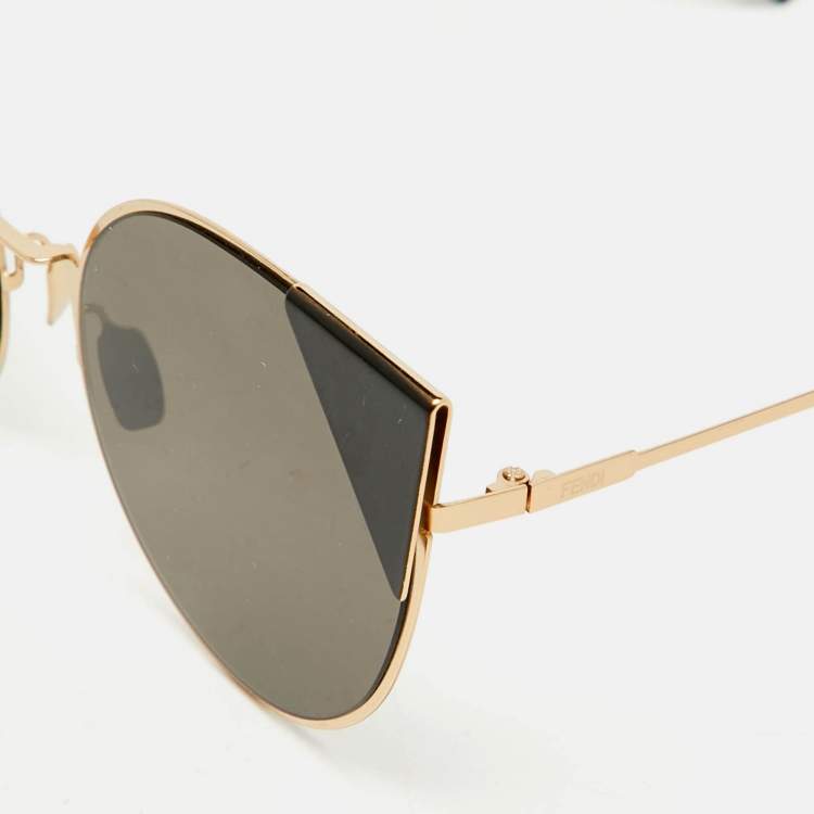 Pre Owned Fendi Gold/Black FF091/S Cate Eye Sunglasses