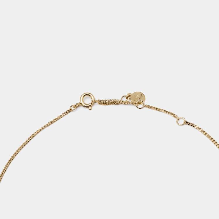Pre Owned Fendi Karligraphy Gold Tone Pendant Necklace
