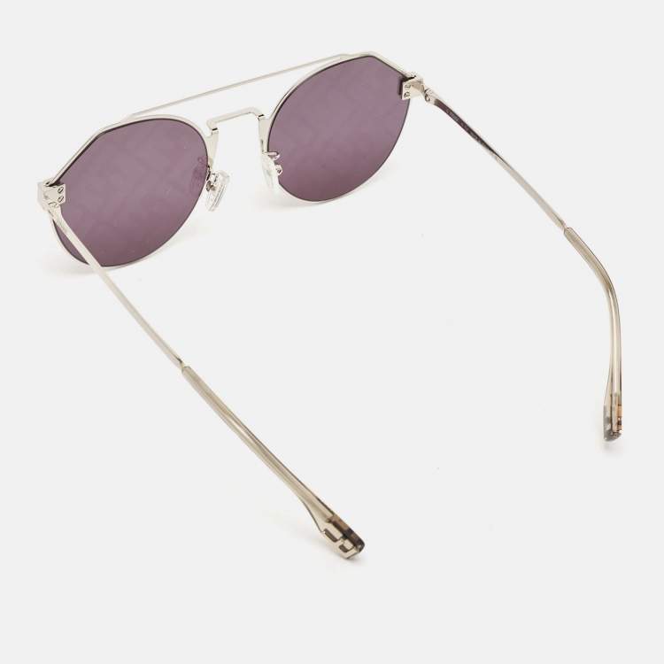 Pre Owned Fendi Black FF40060U FF Round Aviator Sunglasses