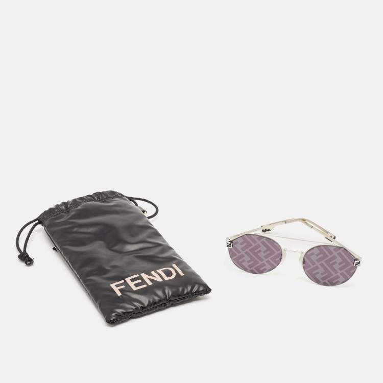 Pre Owned Fendi Black FF40060U FF Round Aviator Sunglasses