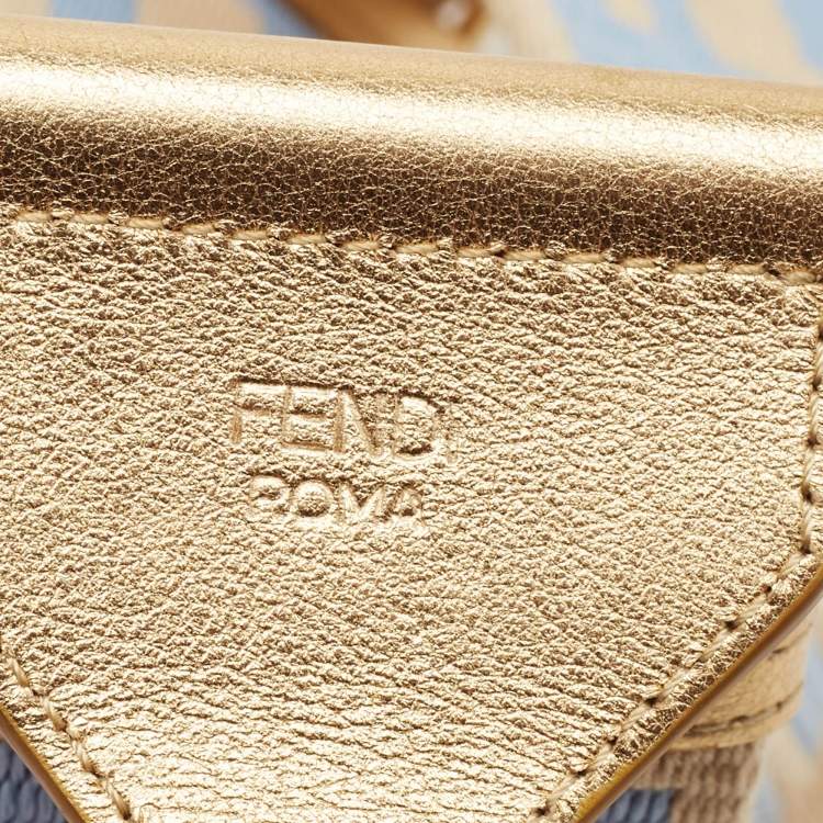 Pre Owned Fendi Beige/Blue Zucca Canvas and Leather Strap You Shoulder Bag Strap