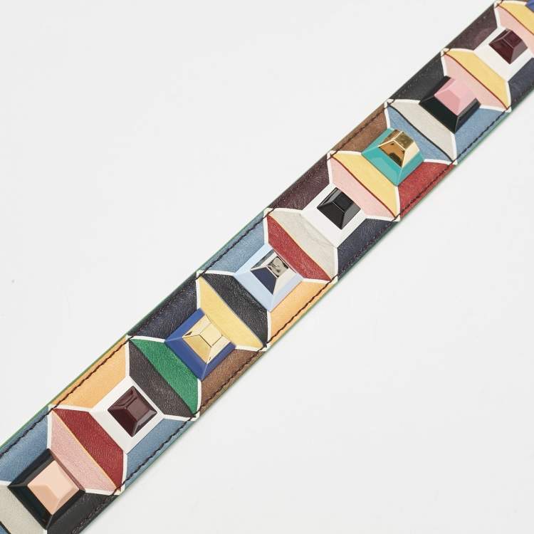 Pre Owned Fendi Multicolor Leather Studded Strap You Shoulder Bag Strap