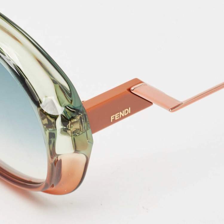 Pre Owned Fendi Blue/Green Gradient FF316 Tropical Shine Aviator Sunglasses
