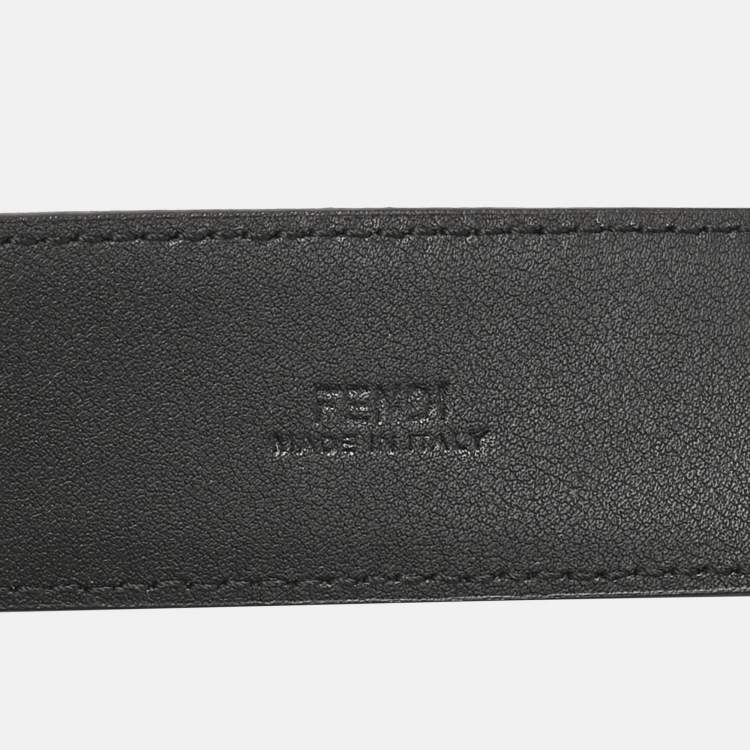 Pre Owned Fendi Black Leather FF Buckle Belt 65 CM