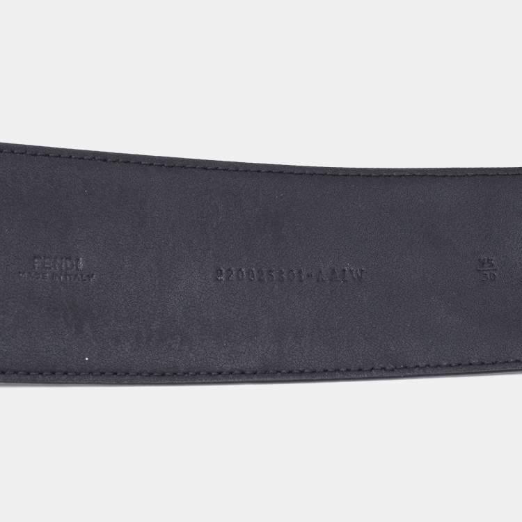 Pre Owned Fendi Black Leather FF Buckle Waist Belt 75 CM