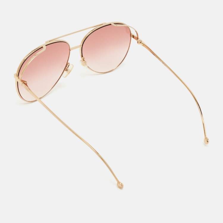 Pre Owned Fendi Pink/Gold Gradient FF0286/S Aviator Sunglasses
