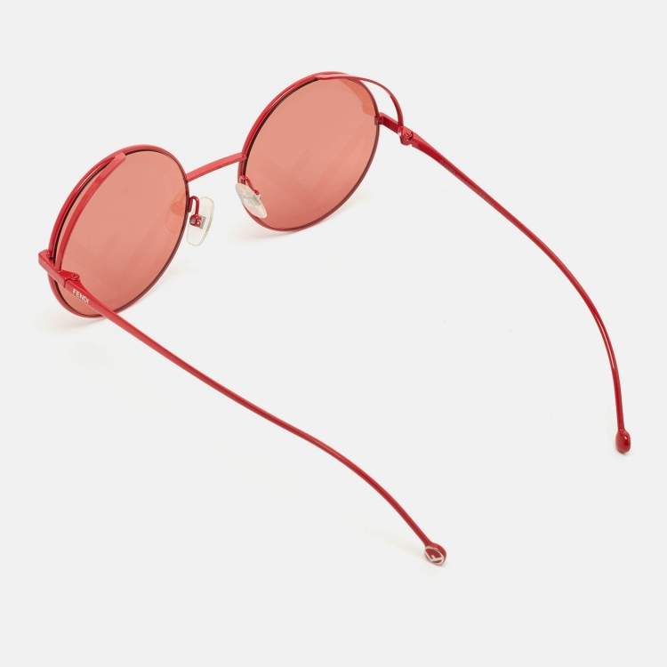 Pre Owned Fendi Red FF0343/S Fendirama Round Sunglasses