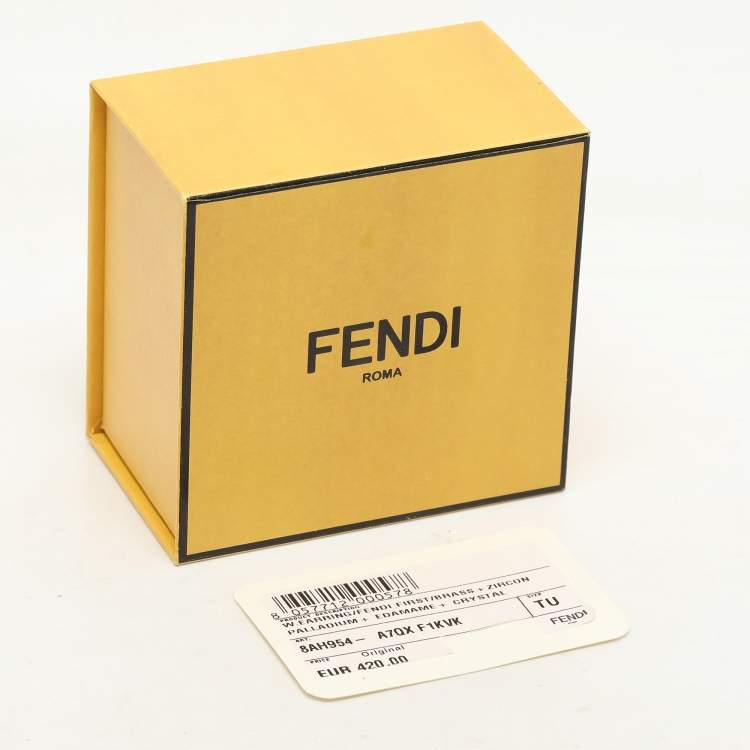 Pre Owned Fendi Green/Silver Palladium/Brass Fendi First Ear Cuff Earrings