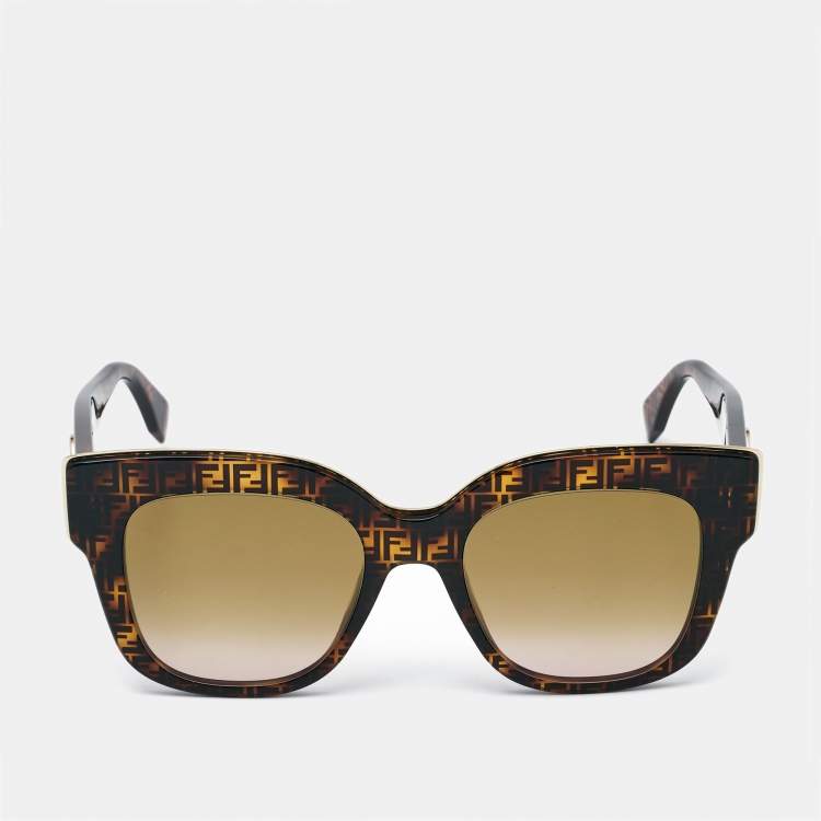 Pre Owned Fendi FF Brown Gradient F is Fendi Square Sunglasses