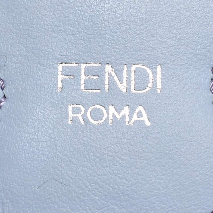 Pre Owned Fendi Blue/Orange Leather Pearl Embellished Strap You Shoulder Strap