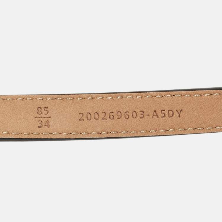 Pre Owned Fendi Black Leather F Round Slim Buckle Belt 85CM