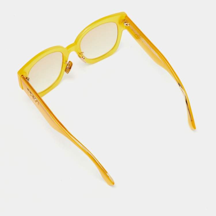 Pre Owned Fendi Yellow/Beige Gradient FF0458 Square Sunglasses
