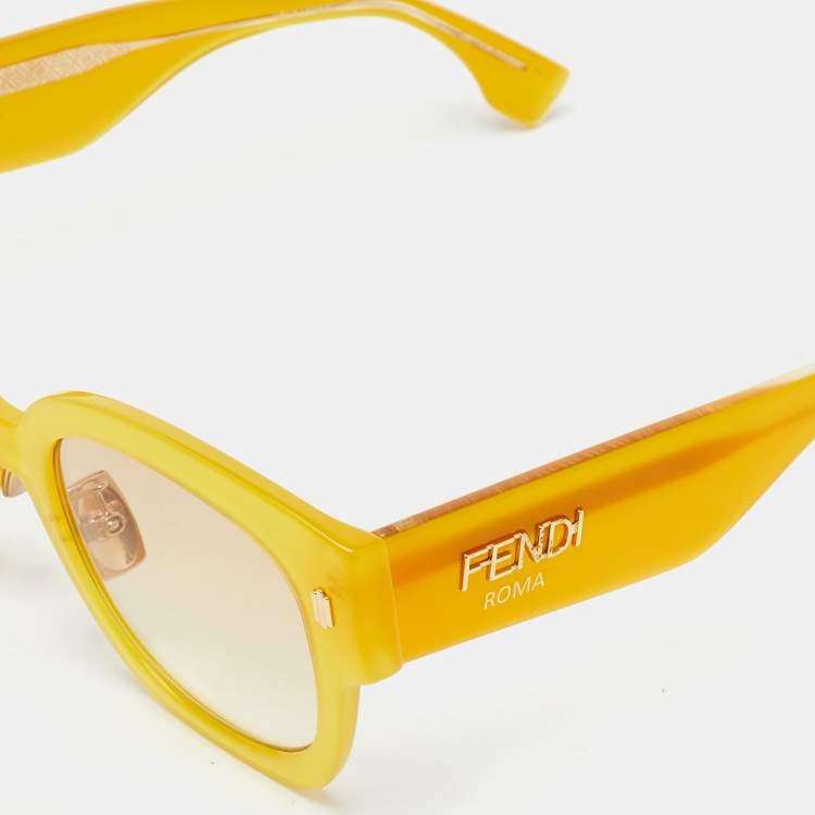 Pre Owned Fendi Yellow/Beige Gradient FF0458 Square Sunglasses