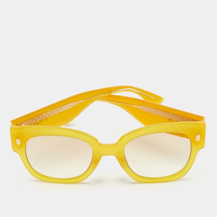 Pre Owned Fendi Yellow/Beige Gradient FF0458 Square Sunglasses