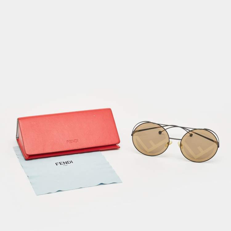Pre Owned Fendi Brown/Black FF 0285/S Round Sunglasses