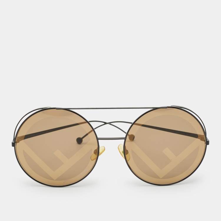 Pre Owned Fendi Brown/Black FF 0285/S Round Sunglasses