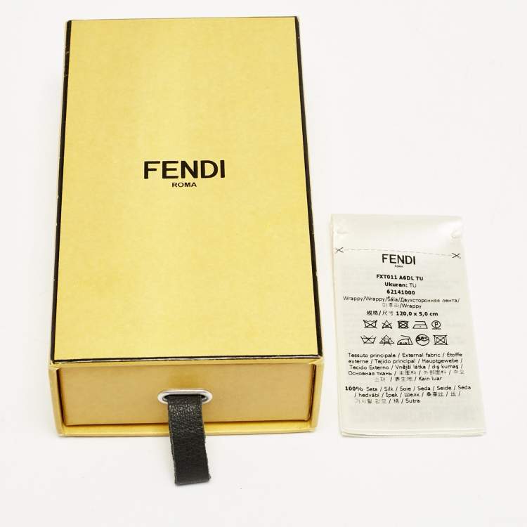 Pre Owned Fendi Brown Zucca/Leopard Print Silk Bandeau Scarf